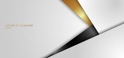 Abstract background elegant white, black and gold geometric triangle with light and shadow. 3D layered for presentation design.