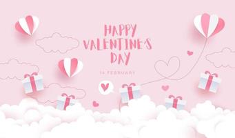 feliz día de san valentín, tarjeta de invitación con bonitas cajas de regalo vector