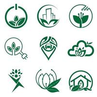 Natural Logo Design Icon Template For Business And Company Set vector