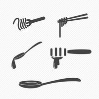 Fork and spoon and chopsticks icons isolated on white background vector