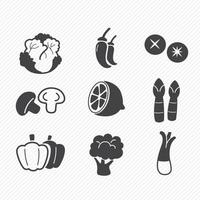 Vegetables Icons isolated on white background vector