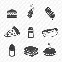 Conjunto de iconos de comida rápida aislado sobre fondo vector