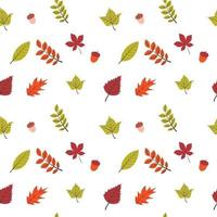 Flat design Autumn Leaves Seamless Pattern vector