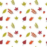 Flat design Autumn Leaves Seamless Pattern vector