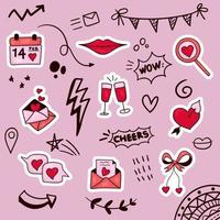 colorful hand drawn valentine element vector