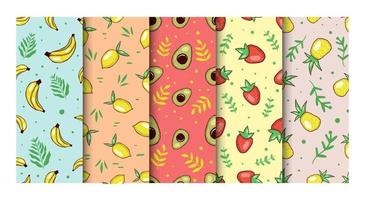 Seamless Fruit Pattern Collection vector