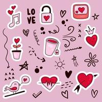 colorful hand drawn valentine element vector