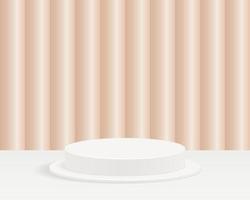 Empty cylinder podium on minimal background. Abstract minimal scene with geometrical forms. Design for product presentation. 3d vector illustration.