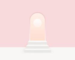 Empty cylinder podium on minimal background. Abstract minimal scene with geometrical forms. Design for product presentation. 3d vector illustration.