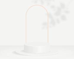 Empty cylinder podium on minimal background. Abstract minimal scene with geometrical forms. Design for product presentation. 3d vector illustration.