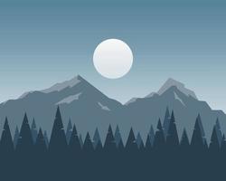 Vector nature landscape illustration. Landscape silhouette vector illustration.