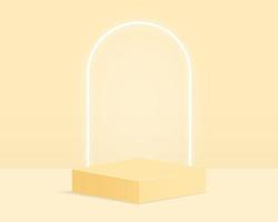 Empty cylinder podium on minimal background. Abstract minimal scene with geometrical forms. Design for product presentation. 3d vector illustration.