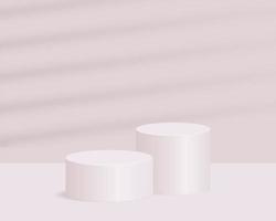 Empty cylinder podium on minimal background. Abstract minimal scene with geometrical forms. Design for product presentation. 3d vector illustration.