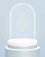 Empty cylinder podium on minimal background. Abstract minimal scene with geometrical forms. Design for product presentation. 3d vector illustration.