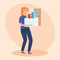 Woman carrying groceries vector