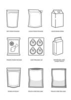 Flexible packaging icons outline vector