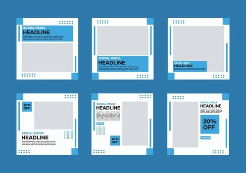 Editable social media banner template bundle. In blue and white. Suitable for social media posts and internet website banner ads vector