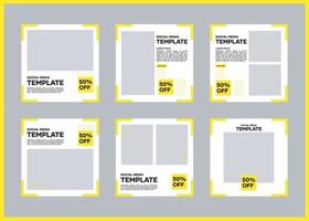 Editable social media banner template bundle. In yellow and white. Suitable for social media posts and website internet advertising vector