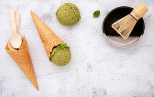 Green tea ice cream photo