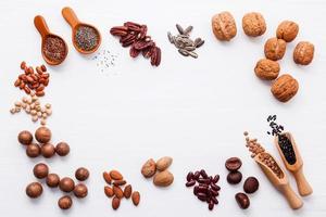 Frame of various legumes and nuts photo