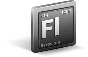 Flerovium chemical element. Chemical symbol with atomic number and atomic mass. vector