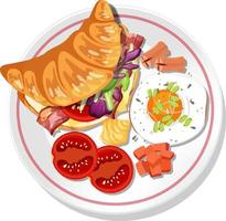 Top view of breakfast dish isolated vector