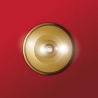 Realistic bell, Top view on the red background use for christmas theme. vector