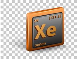 Xenon chemical element. Chemical symbol with atomic number and atomic mass. vector