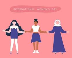 International Women's Day illustration with diversity concept. vector