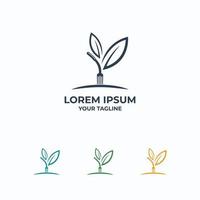 spoon and leaf, logotype for restaurant vector template