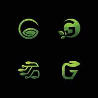 letter g leaf set logotype vector template