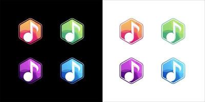 Music icon set on white and dark background vector