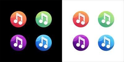 Music icon set on white and dark background vector