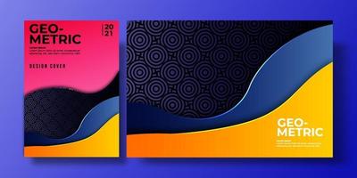 Abstract colorful background cover with gradient color and shadow, geometric pattern. can be used for background, flyer,  report, book cover, placard. yellow, orange, blue, dark, pink poster template vector