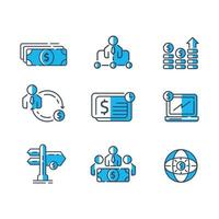 financial advisory icon set flat color vector