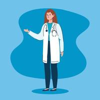 Female doctor with apron and stethoscope vector