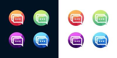 Chat icon set on white and dark background vector