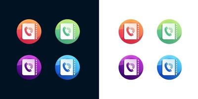 Phone book icon set on white and dark background vector