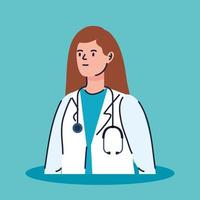 Female doctor with apron and stethoscope vector