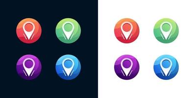 Location icon set on white and dark background vector