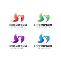 Bird colorful logo design set vector