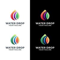 water drop colorful logo set vector