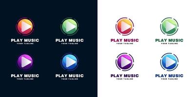 Play music logo set vector