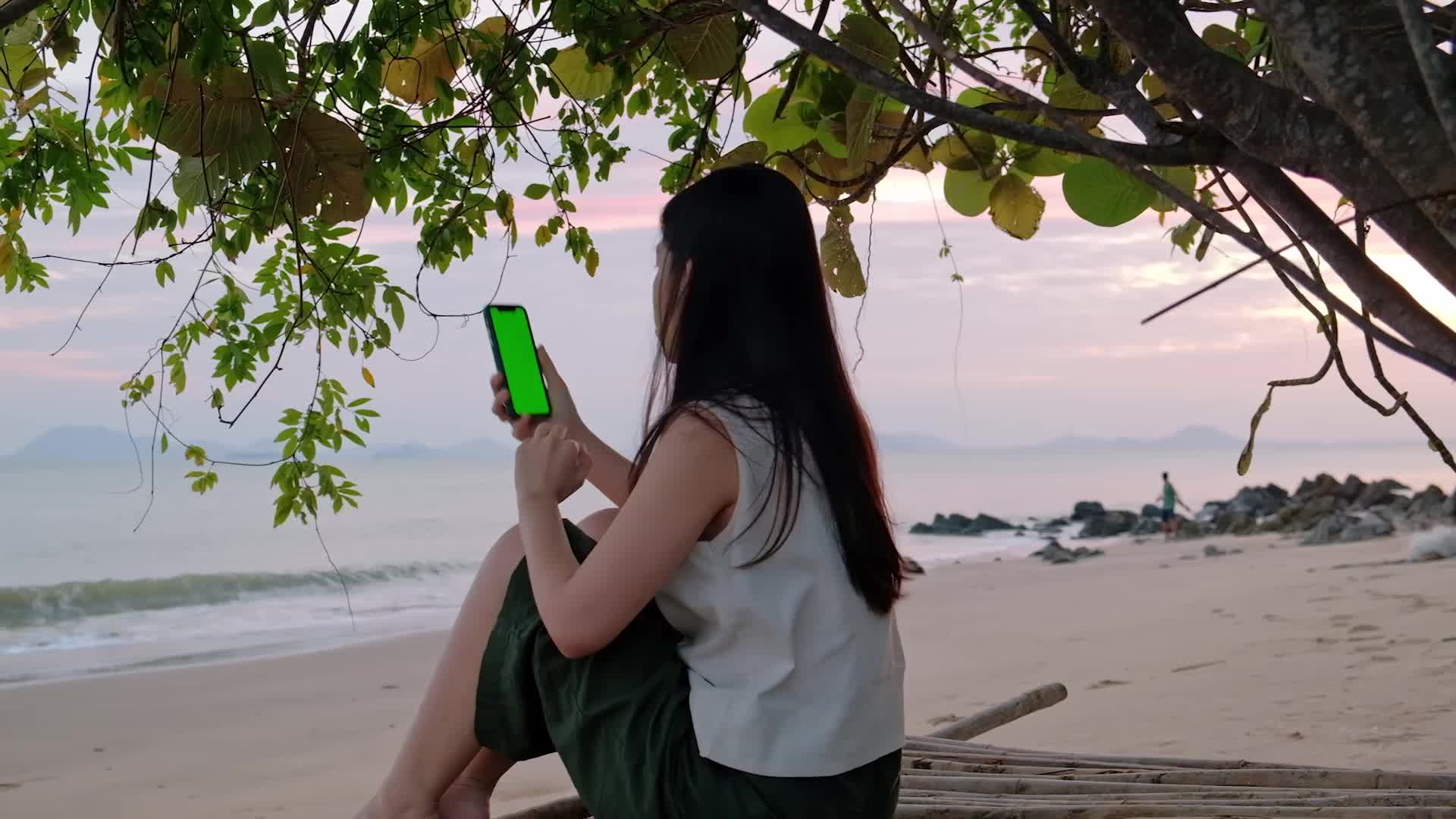 Asian Woman Making A Video Call With Green Screen 2026346 Stock Video At Vecteezy
