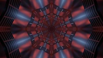Red, blue, and gray 3D kaleidoscope design illustration for background or texture photo