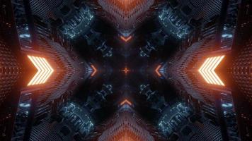 Blue and orange 3D kaleidoscope design illustration for background or texture photo