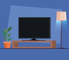 tv flat screen on a wooden stand vector