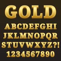 Letter Alphabet With Numbers Gold Glossy Style Design vector