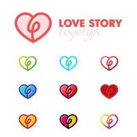 Love story heart logotype set vector