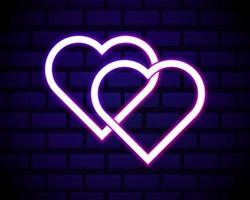 Two neon heart vector